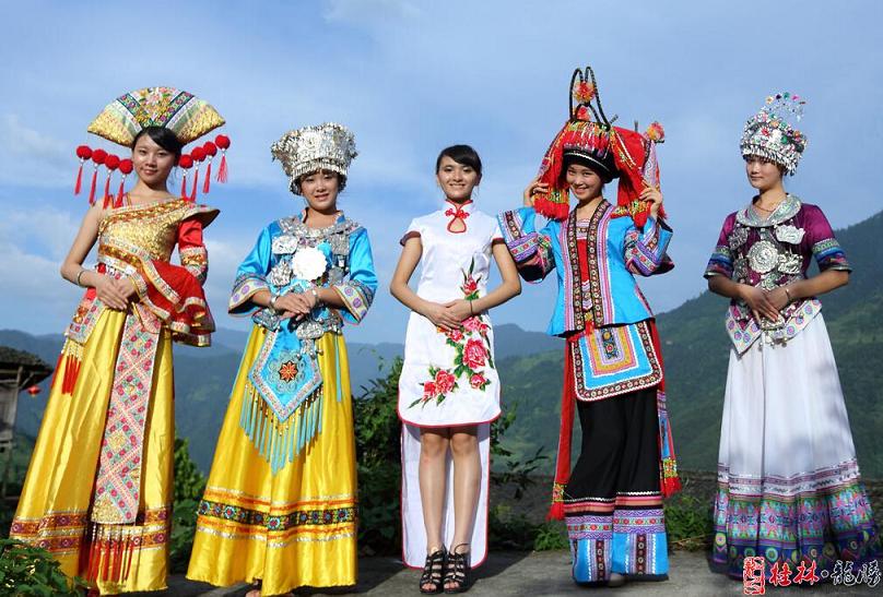 long hair women with colorful clothes